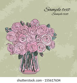 Vintage holiday background with roses - vector