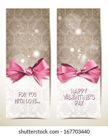 Vintage holiday cards with silk bows