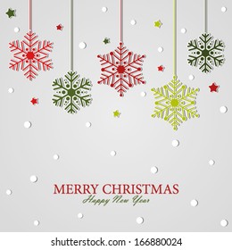 Vintage holiday Christmas card with beautiful snowflakes