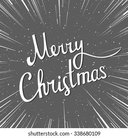 Vintage holiday hand-drawn Christmas greeting. Hand-lettering typography quote "Merry Christmas" in retro style. Decorative calligraphic element for greeting cards, posters, web-design and decoration.