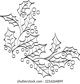Vintage Holiday Icon. Hand Drawn outline Christmas Illustration. Vector element for Christmas Design