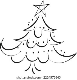 Vintage Holiday Icon. Hand Drawn outline Christmas Illustration. Vector element for Christmas Design