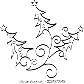 Vintage Holiday Icon. Hand Drawn outline Christmas Illustration. Vector element for Christmas Design