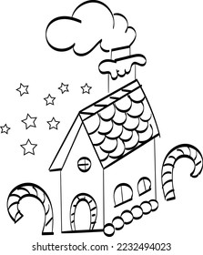 Vintage Holiday Icon. Hand Drawn outline Christmas Illustration. Vector element for Christmas Design