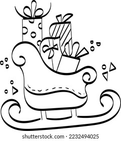 Vintage Holiday Icon. Hand Drawn outline Christmas Illustration. Vector element for Christmas Design