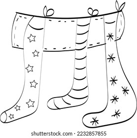 Vintage Holiday Icon. Hand Drawn outline Christmas Illustration. Vector element for Christmas Design