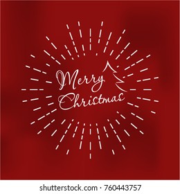 Vintage holidays graphics with text. Merry Christmas party with retro sun rays vector background. Christmas card vintage style illustration. 