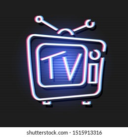 Vintage Hologram Tv. Vector Electronic Background. Isolated Illustration