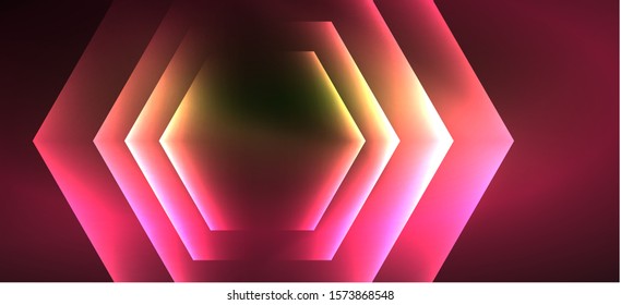 Vintage holographic shiny neon color light, great design for any purposes. Abstract magic motion background. Vintage cinema concept. Technology background. Realistic neon shining.
