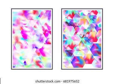 Vintage holographic texture. Background of hexagons. Vector pattern with retro design.