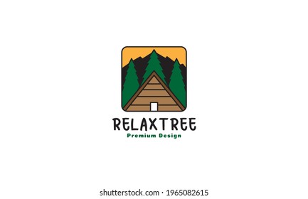 vintage home forest with pine trees logo symbol icon vector graphic design illustration