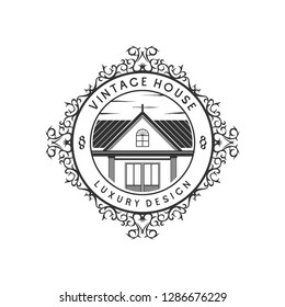 Vintage home monogram logo design