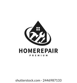 vintage home service repair logo design illustration 3