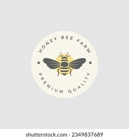 vintage honey Bee animals logo template illustration vector