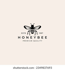 Vintage Honig Bienen Logo Vorlage Vektorgrafik