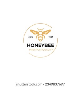 vintage honey Bee animals logo template illustration vector