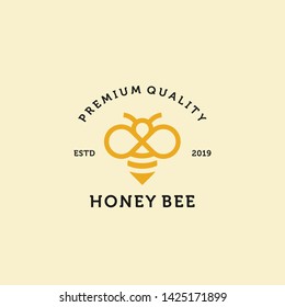 vintage honey bee logo template illustration vector graphic download