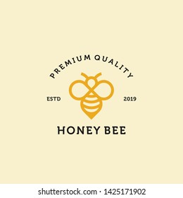 vintage honey bee logo template illustration vector graphic download