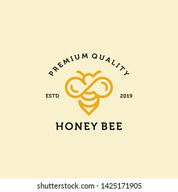 vintage honey bee logo template illustration vector graphic download