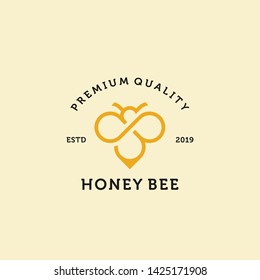 vintage honey bee logo template illustration vector graphic download