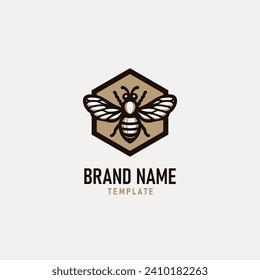 Logo-Vorlage für Vintage-Honigbienen. Bee mit Hive Logo Design. Vektorgrafik 