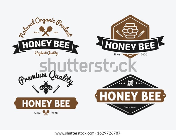 Vintage Honey Bee Logos Vector Design Stock Vector (Royalty Free ...