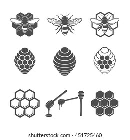 Vintage honey and design elements, apiary, bee, honey honeycomb