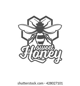 vintage honey label, badge, logotype and design elements.
