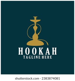 Vintage hookah, shisha or water pipe logo silhouette for club, bar,cafe,vape and shop.