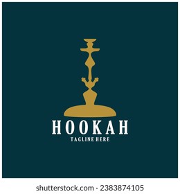 Vintage hookah, shisha or water pipe logo silhouette for club, bar,cafe,vape and shop.