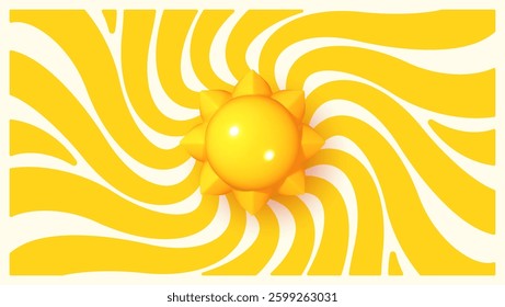 Vintage horizontal background with 3d vibrant sunburst . Stylish and colorful graphic print. Vector illustration.