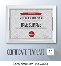 vintage horizontal certificate with white frame, certificate template