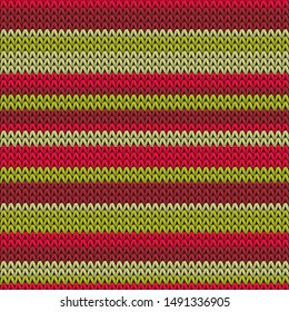 Vintage horizontal stripes knit texture geometric vector seamless. Plaid hosiery textile print. Classic warm seamless knitted pattern. Repeatable background.