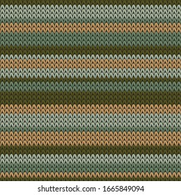 Vintage horizontal stripes knitting texture geometric vector seamless. Jacquard knitting pattern imitation. Fashionable seamless knitted pattern. Handicraft backdrop.