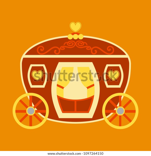 Vintage\
horse carriage with florid ornament and\
hearts.