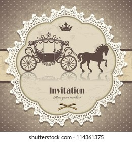 Vintage horse carriage invitation template