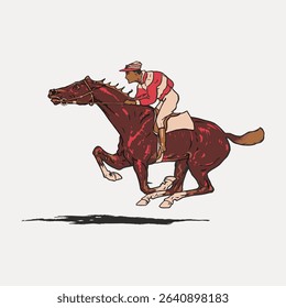 Vintage horse racing, vector element. 