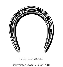 Vintage Horseshoe Hand Drawn Illustration in Engraving Style