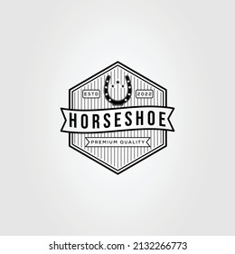 vintage horseshoe or horse farrier logo vector illustration design