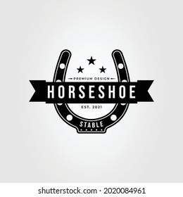 vintage horseshoe logo. horse stable icon vector illustration design
