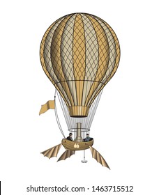 Vintage hot air balloon aerostat  vector illustration 