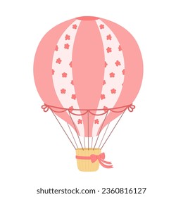 Vintage Hot air balloon with bow. Vector illustration isolated on white