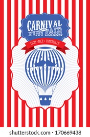 vintage hot air balloon fun fair/carnival poster template vector/illustration