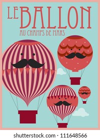 vintage hot air balloon poster template vector/illustration