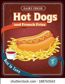 Vintage hot dog poster design