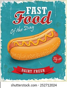 Vintage hot dog poster design 