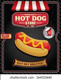 Vintage Hot Dog Poster Design