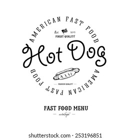 Vintage hot dogs  background and labels