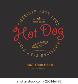 Vintage hot dogs background and labels
