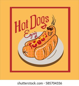 Vintage Hot Dogs Poster, enjoy